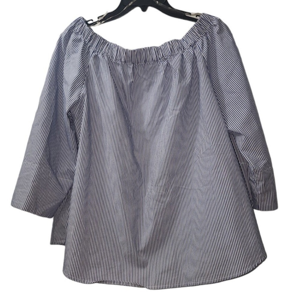 Valerie Stevens Striped Off Shoulder Blouse 3/4 Sleeve Top XL